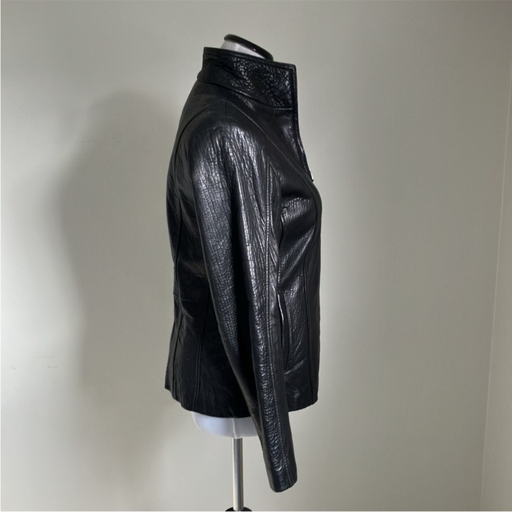 Marc New York Black Leather Zip-Front Jacket Moto - Picture 2 of 12